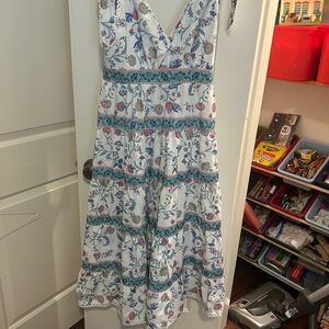 Floral Maxi Dress with Blue Accents